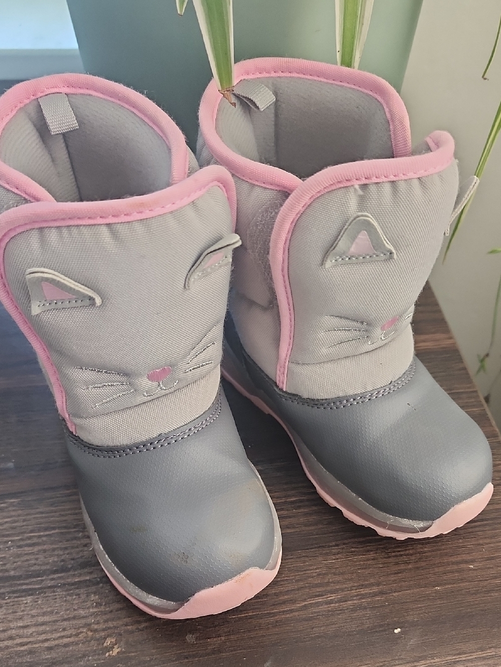Carter's Gray and Pink Kitty Winter Boots for Kids